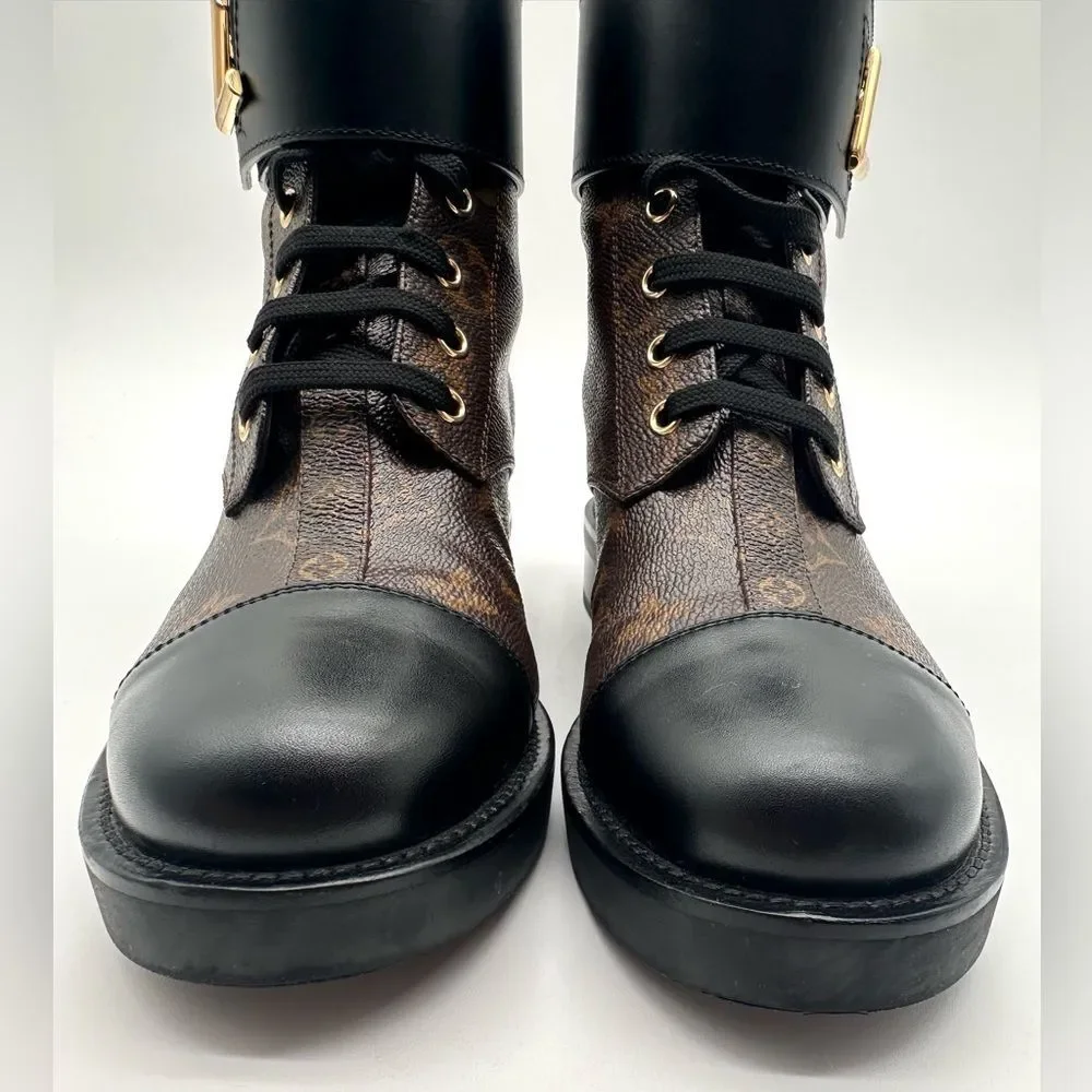 Louis Vuitton Wonderland Ranger Combat Boot Brown LV Monogram EU 37.5 US 7.5